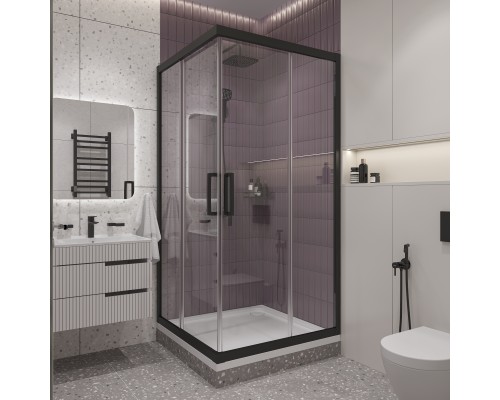 Душевой уголок STWORKI Дублин 100x100 см профиль черный матовый