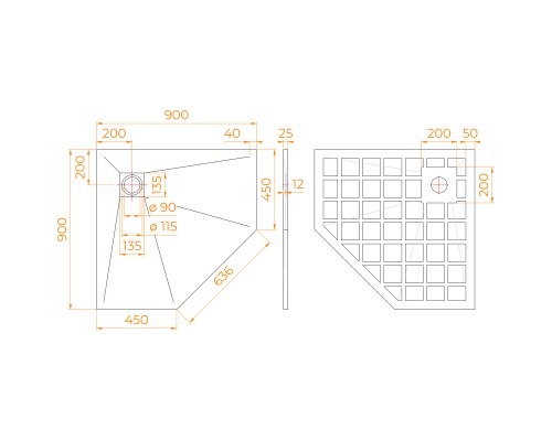 Душевой поддон трапеция STONE TRAY-G