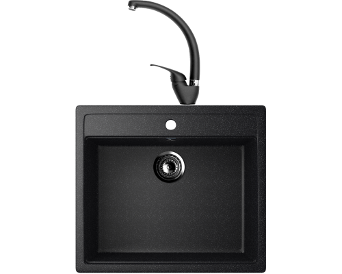 Комплект Мойка кухонная Ulgran U-104 -308 черная + Смеситель Domaci Солерно DC-3013 морион