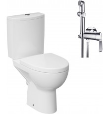 Комплект Унитаз-компакт Cersanit Parva Clean On 011 3/6 DPL EO с микролифтом + Гигиенический душ D K Paulinus Rhein DA1464501 со смесителем, С ВНУТРЕННЕЙ ЧАСТЬЮ
