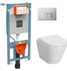 Комплект VitrA Integra Round L-box 9004B003-7202 подвесной унитаз безободковый, с микролифтом + инсталляция + кнопка