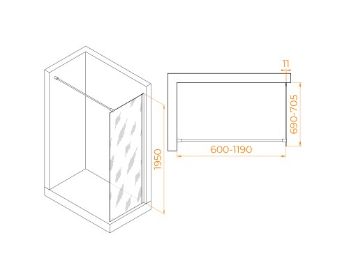 Душевая перегородка RGW WA-002G 700 Душевая перегородка RGW WA-002G 700