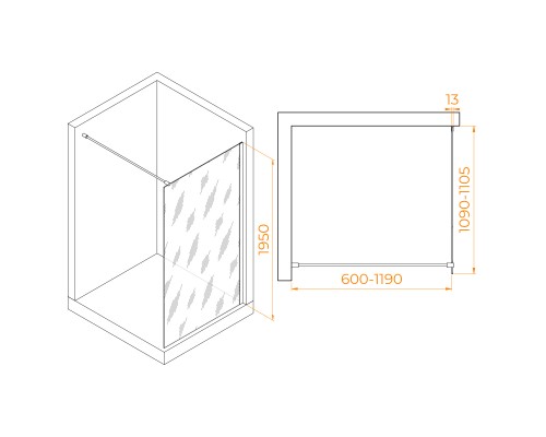 Душевая перегородка RGW WA-010G 1100