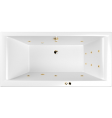 Акриловая ванна WHITECROSS Savia Duo LINE 170x80 см, с гидромассажем, с каркасом, со сливом-переливом, фурнитура золото