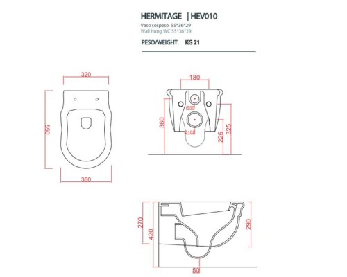 Artceram HERMITAGE Унитаз подвесной 36х55 см, цвет: белый. HEV010 01 00 Artceram HERMITAGE Унитаз подвесной 36х55 см, цвет: белый. HEV010 01 00