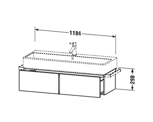 Duravit VA Тумба подвесная, 118.4x43.1х29.8см., с раковиной и 1 выдв. ящиком, цвет: белый глянцевый. VA612902222,  2350120000