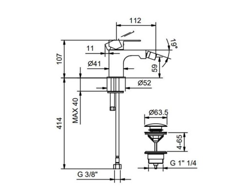 Fantini Myo Смеситель для биде на 1 отв., цвет: черный матовый. 61 13 V608F Fantini Myo Смеситель для биде на 1 отв., цвет: черный матовый. 61 13 V608F