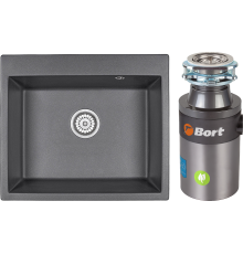 Комплект Мойка кухонная Granula 6001, графит + Измельчитель Bort Titan 4000 Plus