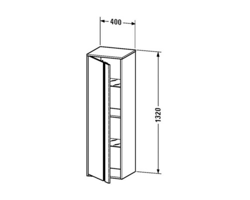 Duravit Ketho Шкаф высокий 40х36х132см., 1 дверца петли справа, 2 стеклянные полки, 1 деревянная полка, подвесной, цвет: белый глянцевый. KT1257R2222