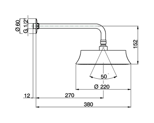 CISAL Shower Верхний душ D220 мм с настенным держателем L270 мм, цвет: золото. DS01327024