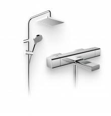 Душевой комплект Термостат Hansgrohe Ecostat E 15774000 для ванны с душем + Стойка Vernis Shape 26282000 Showerpipe 230 1jet Reno хром