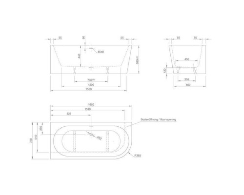 Knief Wall Corner R Ванна в левый угол 165x75х58см., с щелевым переливом, без сл-пер, цвет: белый матовый. 0100-091-06, 0100-255-R bi matt Knief Wall Corner R Ванна в левый угол 165x75х58см., с щелевым переливом, без сл-пер, цвет: белый матовый. 0100-091-06, 0100-255-R bi matt