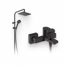 Душевой комплект Смеситель Hansgrohe Vernis Shape 71450670 черный + Стойка 26289670 Showerpipe 230 1jet Reno EcoSmart, черный