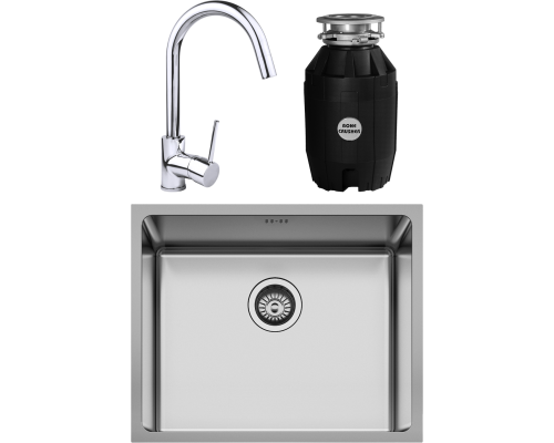 Комплект Мойка кухонная Seaman Eco Roma SMR-5444A + Смеситель Domaci Равенна DC-3004 хром + Измельчитель Bone Crusher BC 810-AS