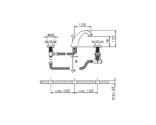 HUBER Victorian Смеситель термостатический для раковины на 3 отверстия с донным клапаном, цвет: хром. VTT7101021 Акция