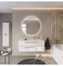 Мебель для ванной комнаты Cezares Eco Cer-N 120 R, bianco lucido, раковина Duet 120 R, ручки сатиновое золото