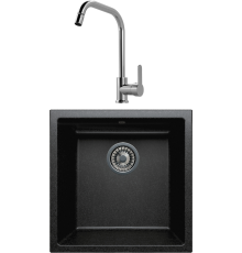 Комплект Мойка кухонная Tolero Classic R-128 уголь + Смеситель MEGA City MG- ZRV104 хром