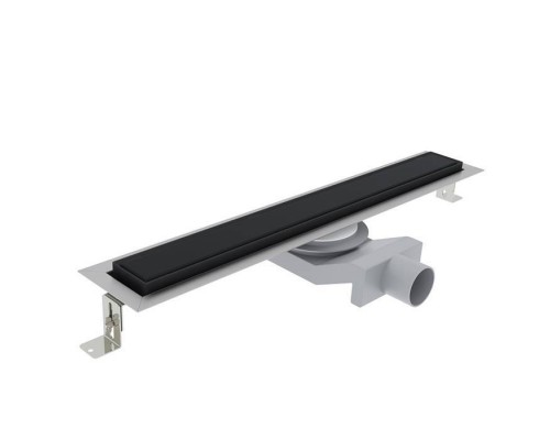 Plumberia Selection Трап душевой PS IN-TILE 6x80 2устор. накладка из нерж.стали, комбинир.затвор с горизонт. Выпуском Ду 50мм,40л/мин, цвет: черный матовый. PST80NO