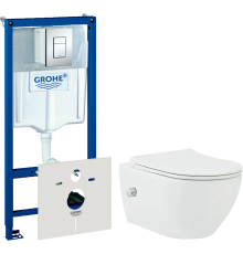 Комплект  Унитаз подвесной beWash Bogen 88343601 со смесителем, системой микролифт, белый + Система инсталляции для унитазов Grohe Rapid SL 38772001,