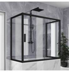 Шторка на ванну Kubele DE019 P2U-CLN-BLMT 150х70 см, профиль матовый черный