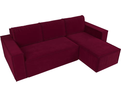 Угловой диван Лига Диванов Куба R микровельвет бордовый