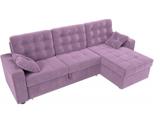 Угловой диван Лига Диванов Камелот R микровельвет сиреневый