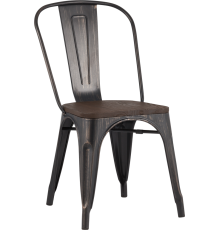 Стул Stool Group Tolix Wood черный, патина золото, темное дерево