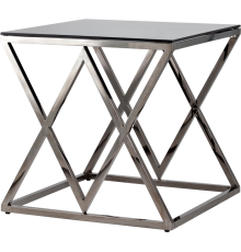 Журнальный столик Stool Group Инсигния 55x55 см, стекло smoke, опора тёмный хром