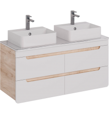 Тумба с раковиной Lemark Olivia 125 дуб кантри, белая глянцевая, раковина MyJoys
