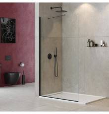 Душевая перегородка Cezares Liberta L-1-TB-140-C-NERO профиль черный, стекло прозрачное