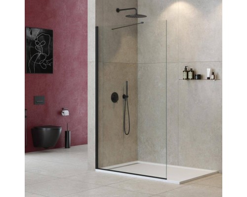 Душевая перегородка Cezares Liberta L-1-TB-140-C-NERO профиль черный, стекло прозрачное