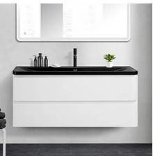 Тумба с раковиной BelBagno Albano 120 подвесная, bianco lucido, черная матовая раковина