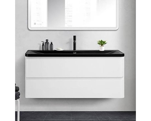 Тумба с раковиной BelBagno Albano 120 подвесная, bianco lucido, черная матовая раковина