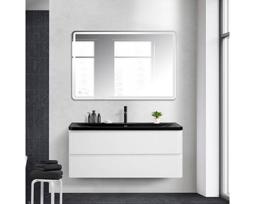 Мебель для ванной комнаты BelBagno Albano 120 подвесная, bianco lucido, черная матовая раковина