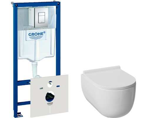 Комплект  Унитаз подвесной Damixa Scandinavian Pure DX36C1701SC с микролифтом, безободковый + Система инсталляции для унитазов Grohe Rapid SL 38772001