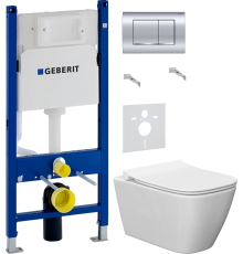 Комплект Унитаз подвесной Ideal Standard I Life B T461401 безободковый, euro white + Крышка T500301 с микролифтом + Инсталляция Geberit Duofix Delta 458.163.21.1 с кнопкой смыва, хром + Шумоизоляция 156.050.00.1