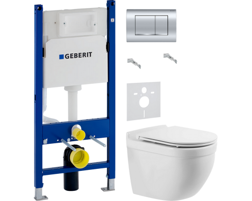 Комплект Унитаз подвесной BelBagno Senso -R BB017CHR + Крышка BB870SC с микролифтом + Инсталляция Geberit Duofix Delta 458.163.21.1 с кнопкой смыва, хром + Шумоизоляция 156.050.00.1