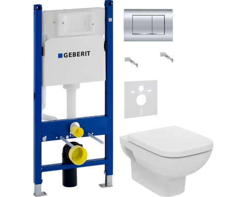 Комплект Унитаз подвесной Ideal Standard I.life A T471701 + Крышка T453101 белая + Инсталляция Geberit Duofix Delta 458.163.21.1 с кнопкой смыва, хром + Шумоизоляция 156.050.00.1
