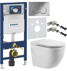 Комплект Унитаз подвесной BelBagno Senso -R BB017CHR + Крышка BB870SC с микролифтом + Инсталляция Geberit Duofix UP 320 111.300.00.5 + Кнопка Sigma 01 115.770.21.5 хром + Крепления 111.815.00.1 к стене + Шумоизоляция 156.050.00.1