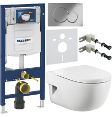 Комплект Унитаз подвесной Roca Meridian 346247000 + Крышка 8012A200B + Инсталляция Geberit Duofix UP 320 111.300.00.5 + Кнопка Sigma 01 115.770.21.5 хром + Крепления 111.815.00.1 к стене + Шумоизоляция 156.050.00.1