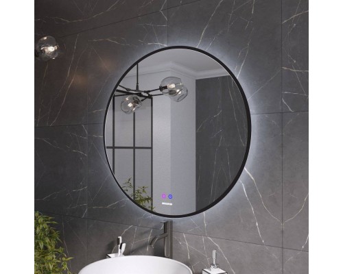 Зеркало круглое Grossman Cosmo-норма Black 80 с подсветкой, с антизапотевателем