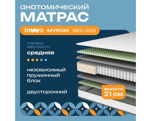 Матрас DIWO Муром 160х200 см, анатомический, с независимыми пружинами