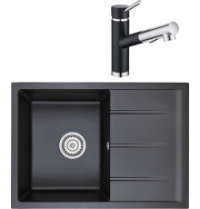 Комплект Мойка кухонная Emar Quartz + Смеситель 3012.12 Оникс