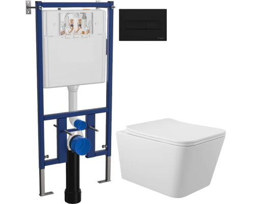 Комплект Унитаз подвесной Aqueduto Macio MAC0120 безободковый, с микролифтом, белый матовый + Инсталляция DIWO 4501 + Кнопка 7323 черная матовая Комплект Унитаз подвесной Aqueduto Macio MAC0120 безободковый, с микролифтом, белый матовый + Инсталляция DIWO 4501 + Кнопка 7323 черная матовая