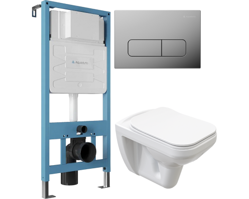 Комплект Унитаз подвесной STWORKI Дублин SETK3504-0605-001-1-6000 с микролифтом + Инсталляция Aqueduto Tecnica TEC01 + Кнопка Forma FOR0100 хром