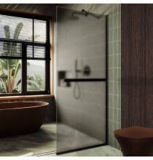 Душевая перегородка Maybahglass MGD-710-6у 109 см, профиль черный, стекло бронза матовое