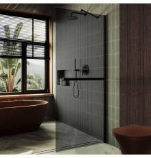 Душевая перегородка Maybahglass MGD-723-6ш 69 см, профиль черный, стекло графит