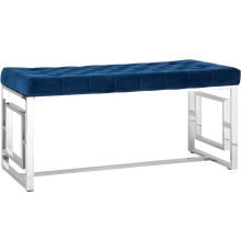 Банкетка Stool Group Бруклин 99х46см, велюр синий, опора сталь серебро