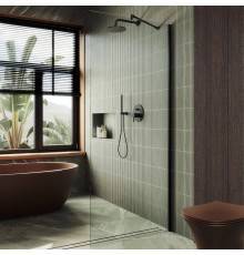 Душевая перегородка Maybahglass MGD-689-6ш 89 см, профиль черный, стекло прозрачное