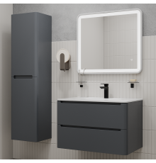 Мебель для ванной комнаты IDDIS Edifice 80 подвесная, темно-серая, раковина 0108000i28